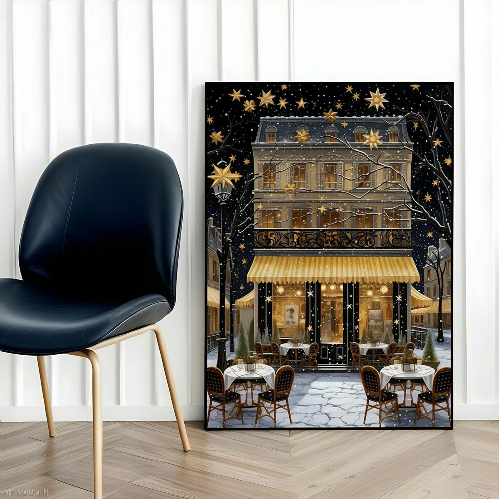 Plakat Świąteczny Paryż 61x91 cm - elegancka dekoracja na święta