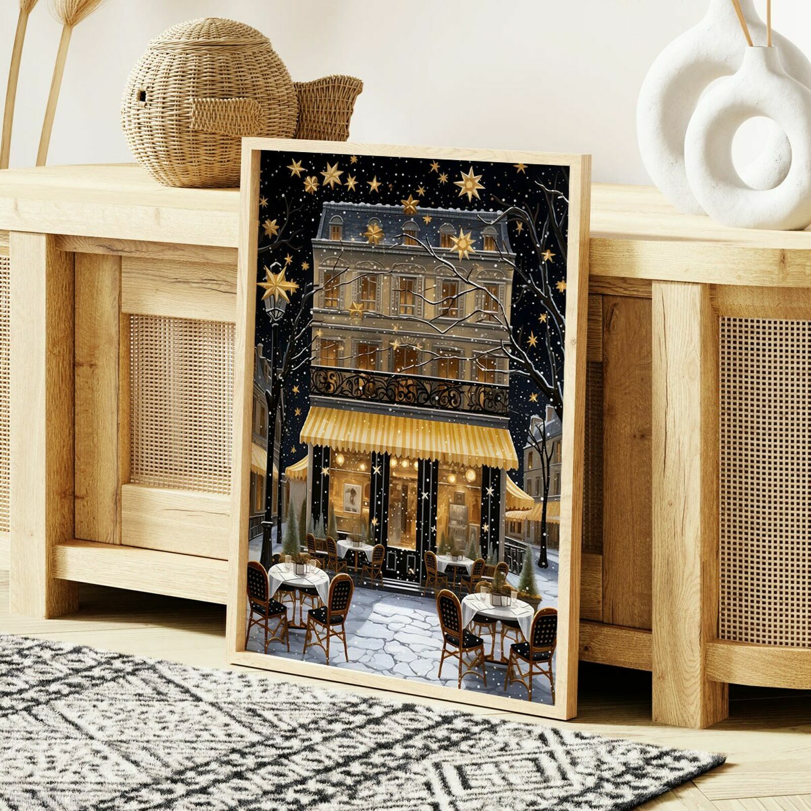 Plakat Świąteczny Paryż 61x91 cm - elegancka dekoracja na święta