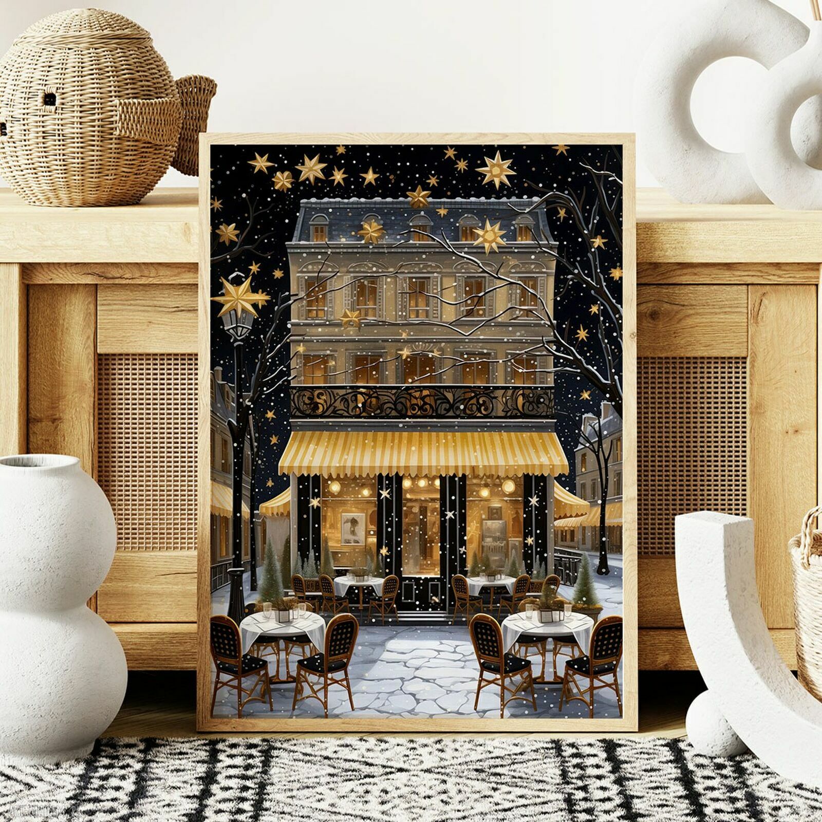 Plakat Świąteczny Paryż 61x91 cm - elegancka dekoracja na święta