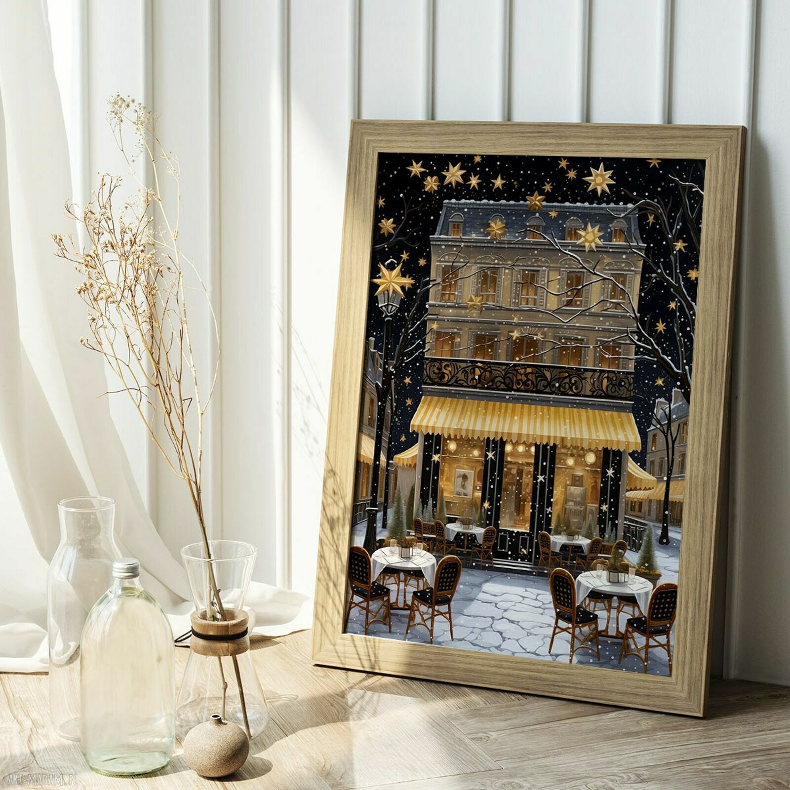Plakat Świąteczny Paryż 61x91 cm - elegancka dekoracja na święta