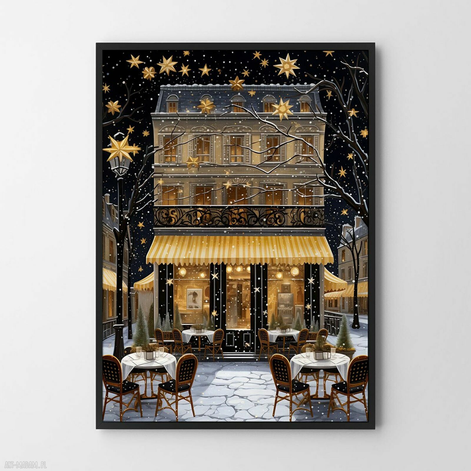Plakat Świąteczny Paryż - format A4 21x29,7 cm Hogstudio