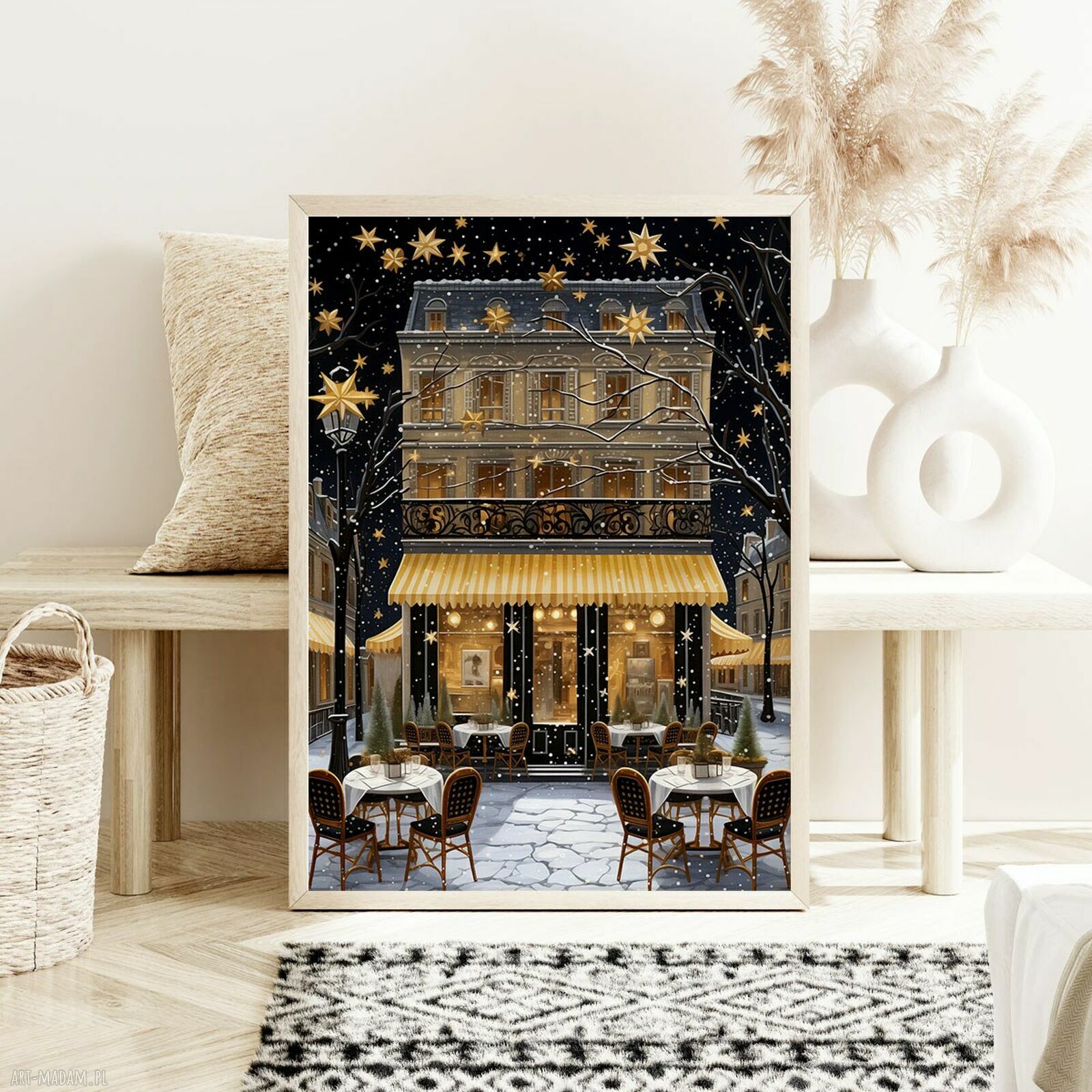 Plakat Świąteczny Paryż 50x70 cm - modny dodatek do salonu