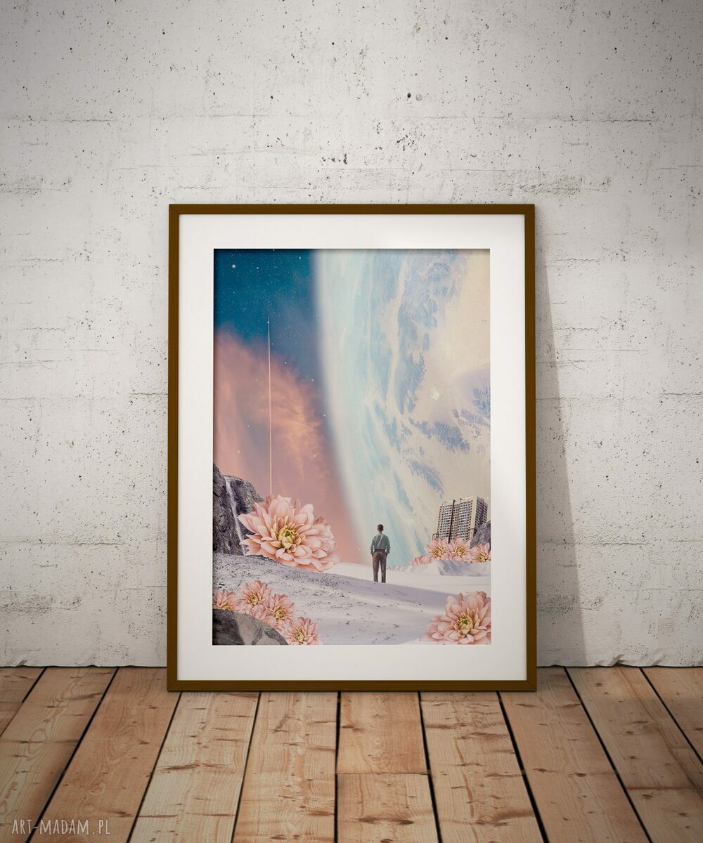 Plakat „Tuż Obok” A3 29,7x42 cm z kwiatami - autorski kolaż bez ramki