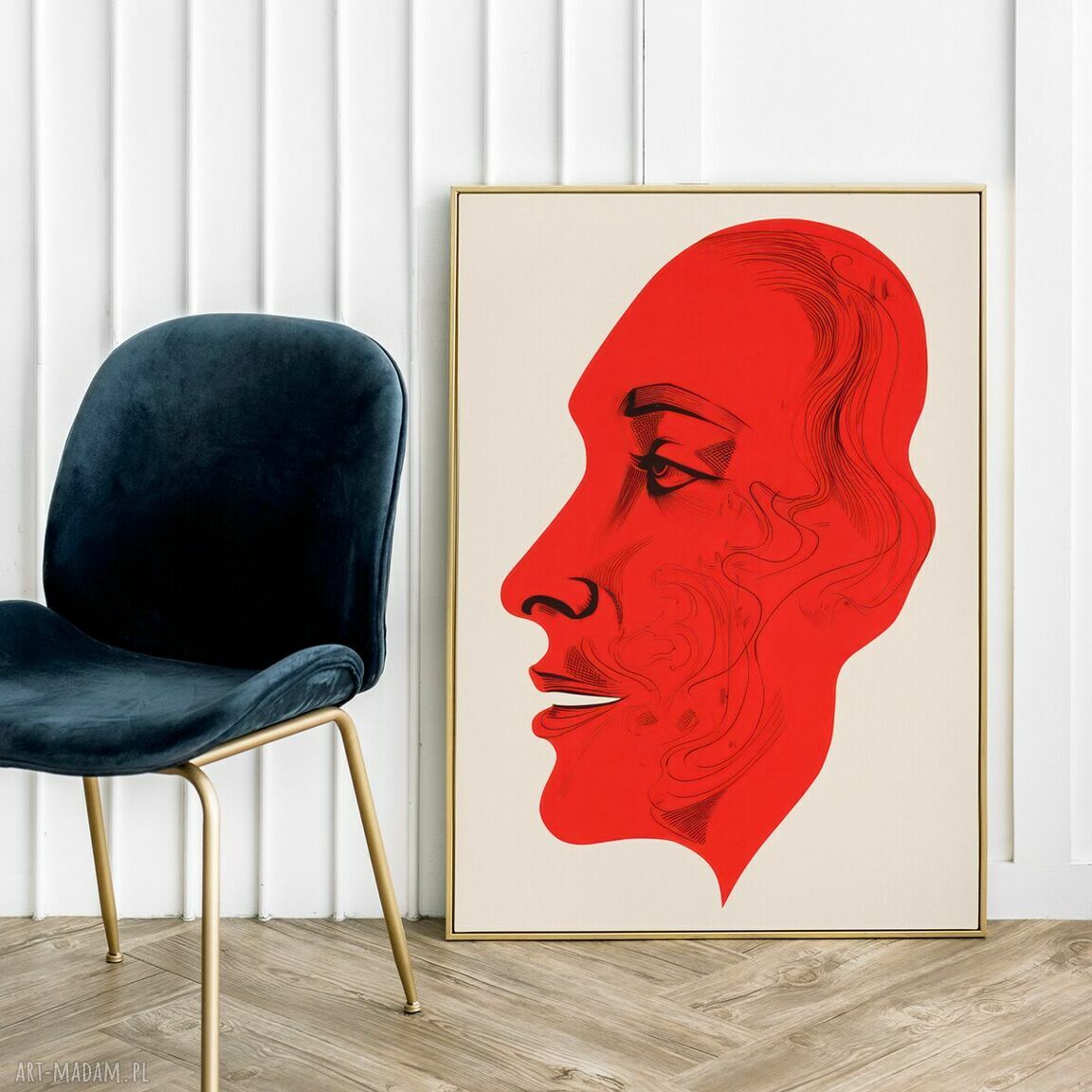 Plakat Twarz Portret biało-czerwony 40x50 cm