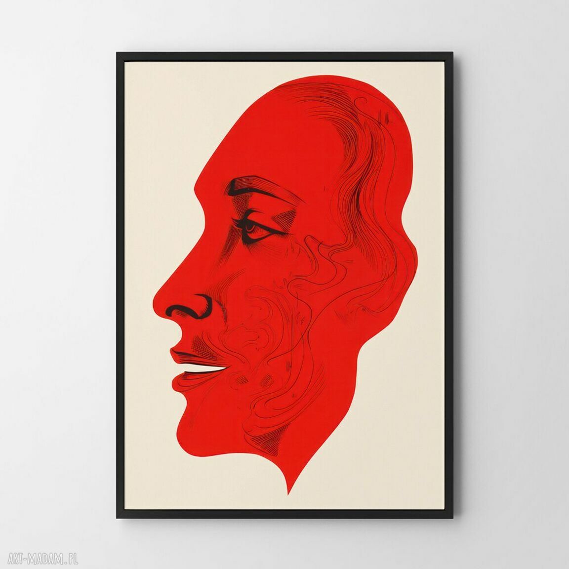 Plakat Twarz Portret biało-czerwony 40x50 cm