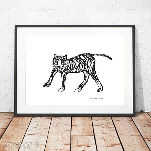 Plakat z tygrysem Annasko - minimalizm i skandynawski styl (21x30 cm)