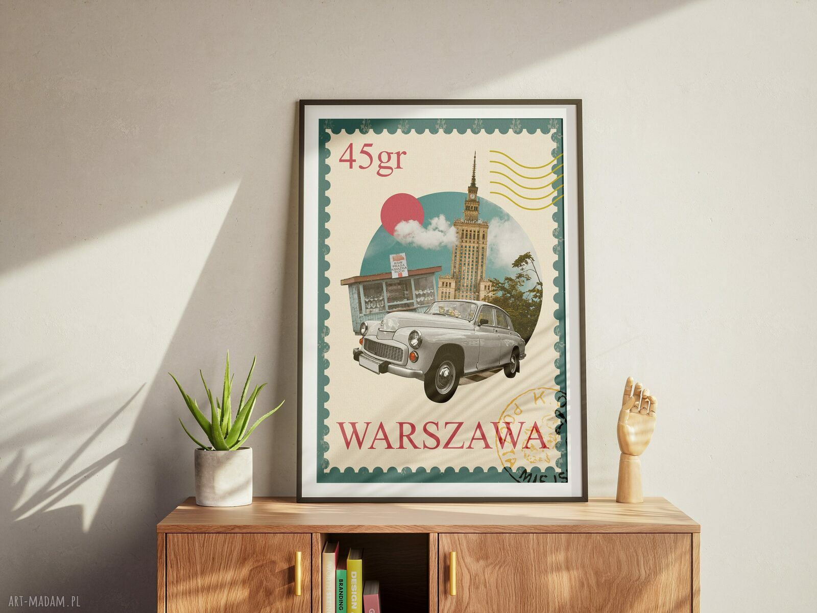 Plakat „U nas w Warszawie” - kolaż PRL A3 29,7x42 cm