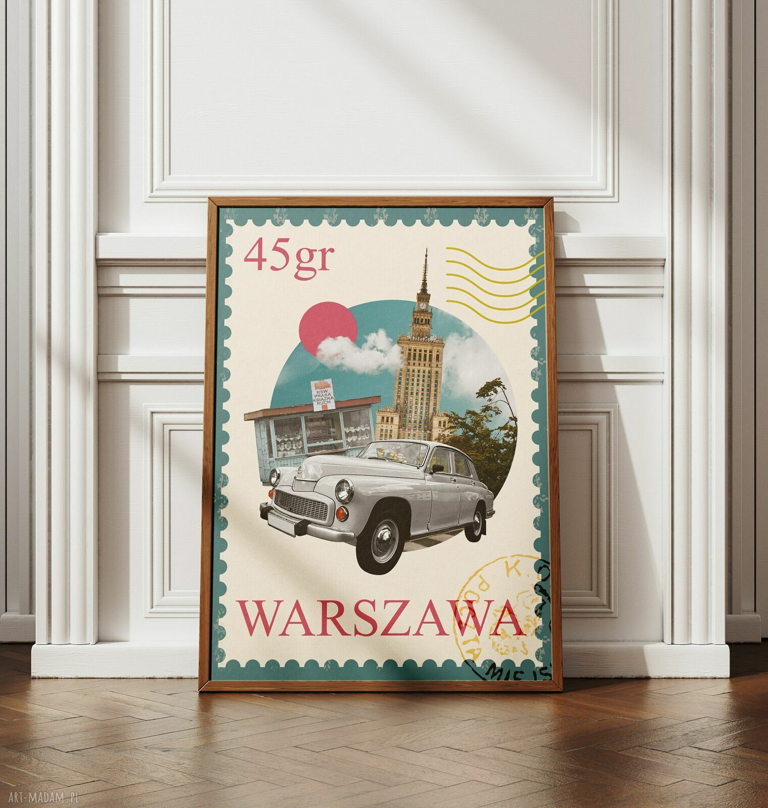 Plakat „U nas w Warszawie” - kolaż PRL A3 29,7x42 cm