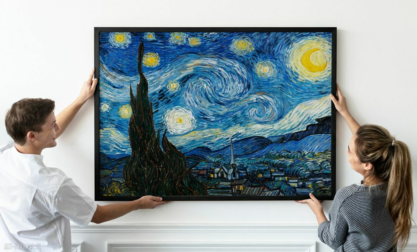 Plakat Vincent van Gogh „Gwiaździsta noc” 50x70 cm w poziomie - Hogstudio