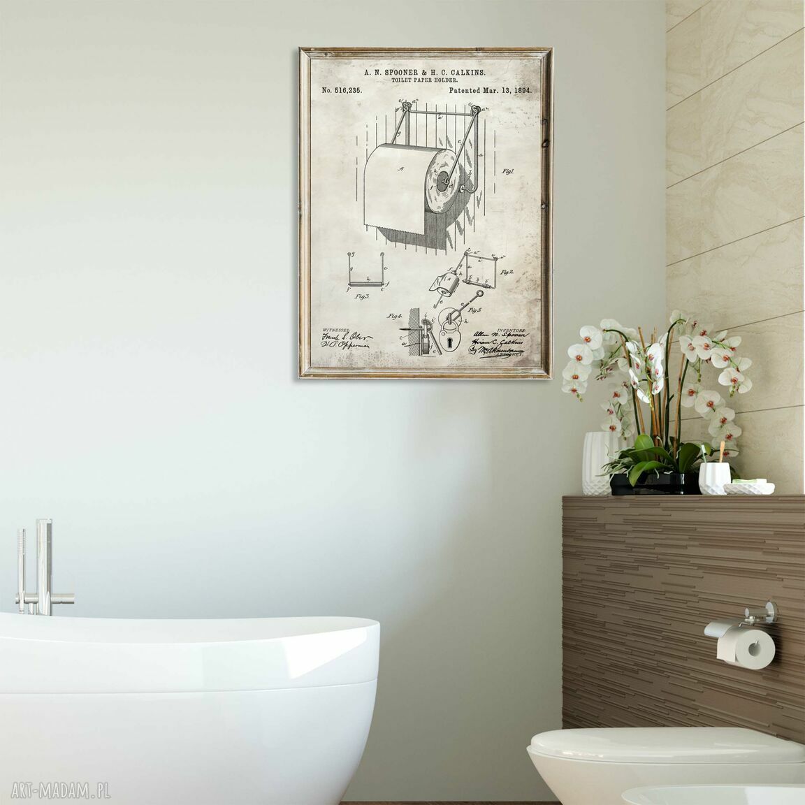Plakat vintage do łazienki 30x40 cm - retro dekoracja na ścianę