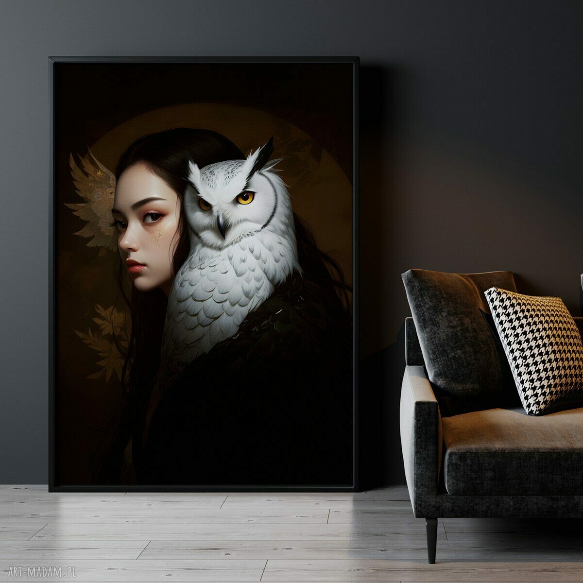 Plakat „W cieniu” - format 30x40 cm Dziewczyna portret Sowa Hogstudio