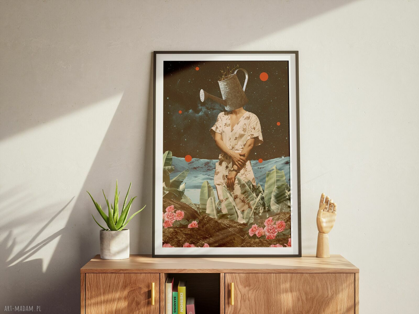 Plakat „W moim ogrodzie” 50x70 cm z humorem konewka i kwiaty