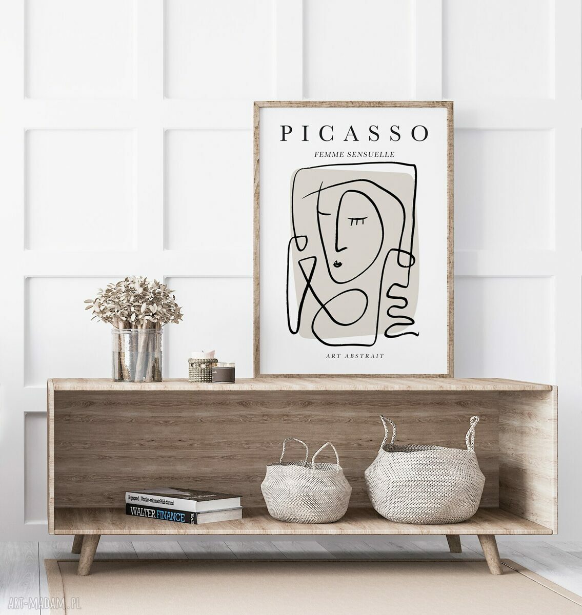 Plakat w stylu Picasso 61x91 cm - kobiecy szkic w beżach