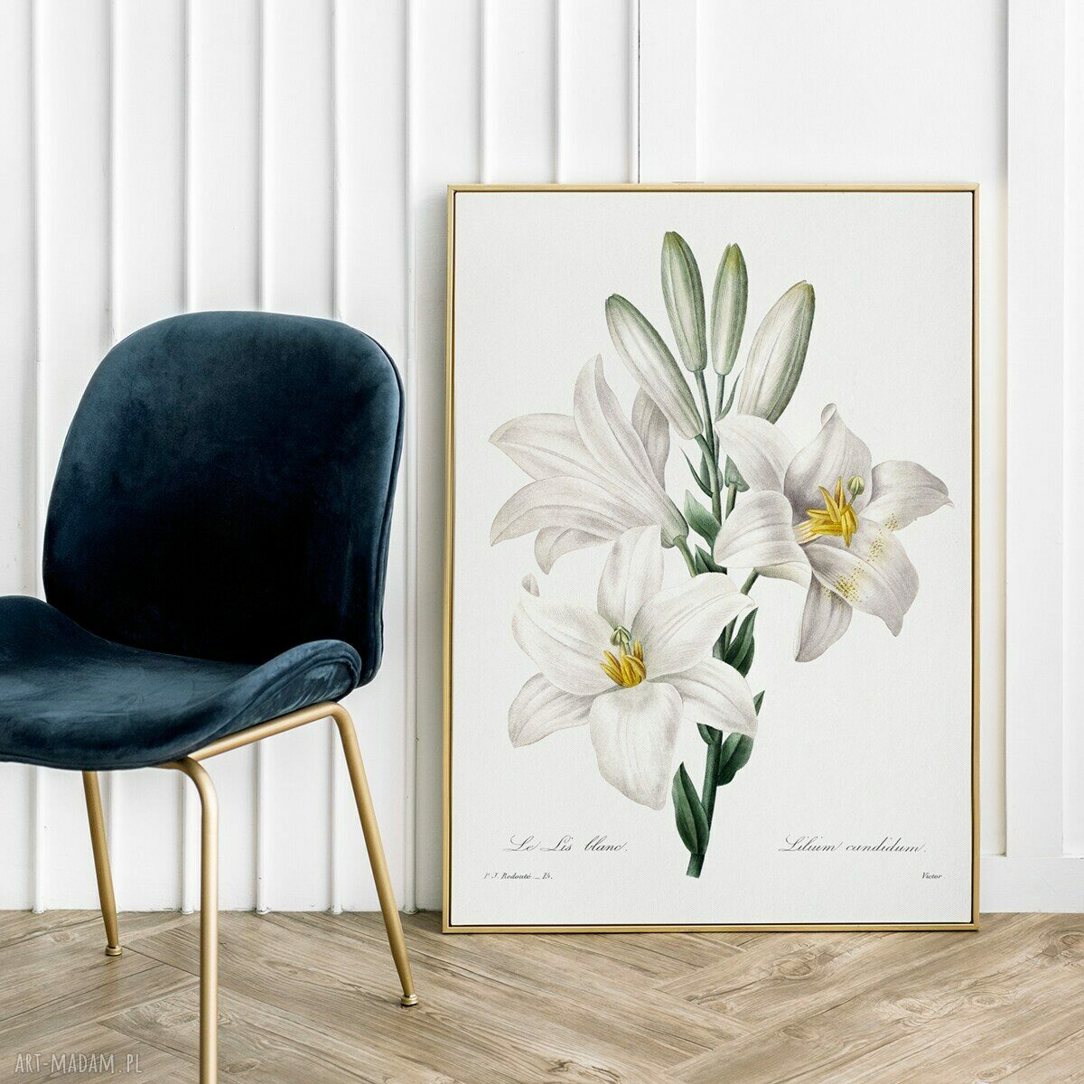 Plakat White Flowers 30x40 cm - białe kwiaty w stylu vintage