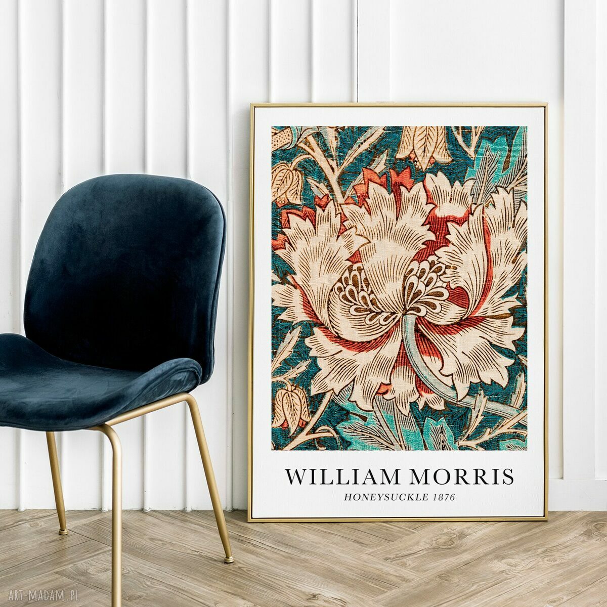 Plakat William Morris Honey Suckle 1876 - wzór kwiatów, format A4