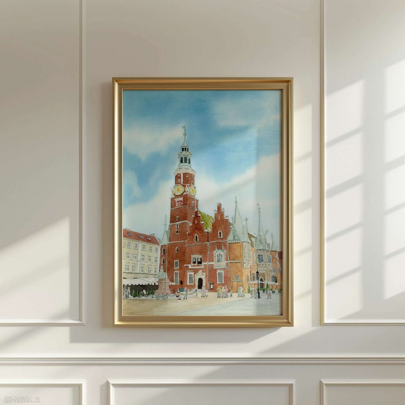 Plakat Wrocław Ratusz i Rynek - akwarelowa pamiątka A4