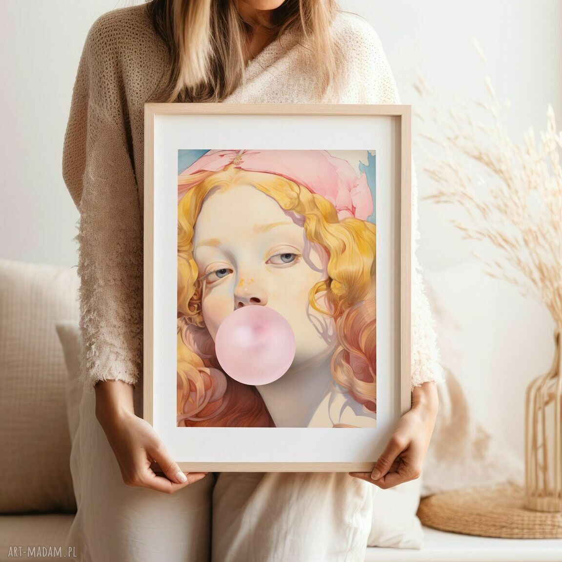 Plakat Zblazowana dziewczyna z balonem 50x70 cm - dekoracja do salonu