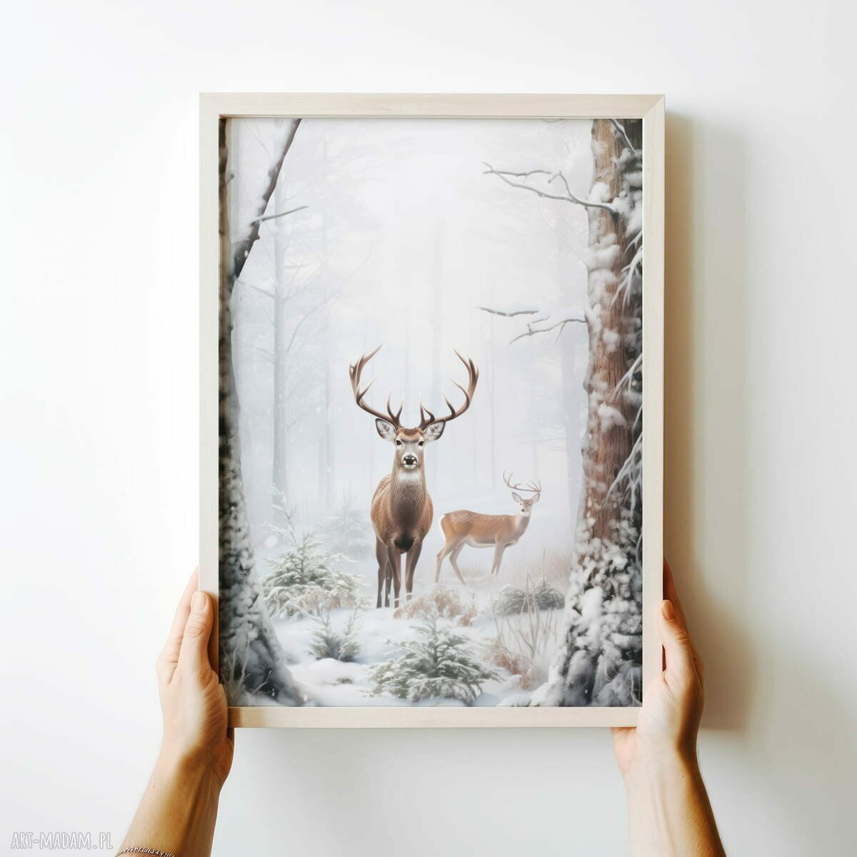 Plakat Zimowy Las - 40x50 cm z motywem zwierząt