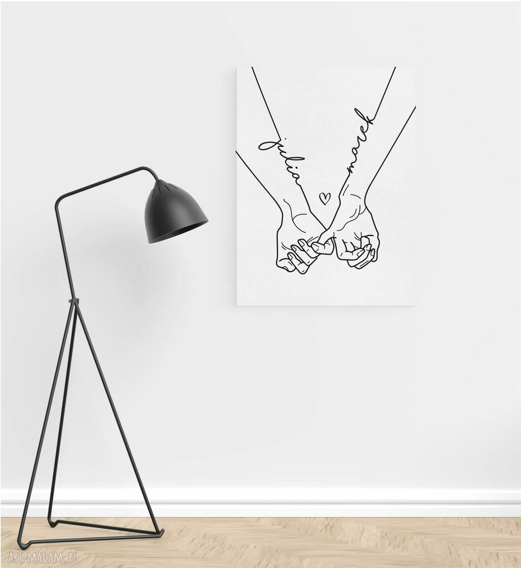 Spersonalizowany plakat złączone dłonie 40x60 cm na walentynki