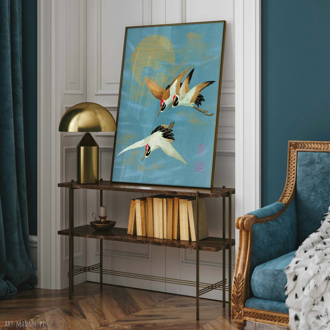 Plakat żurawie XXL w stylu sztuki japońskiej 61x91 cm (bez ram)