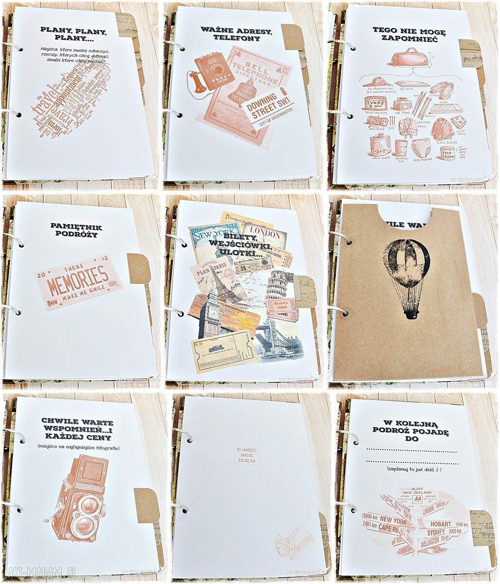 Planner Podróży Vintage ręczne wykonanie