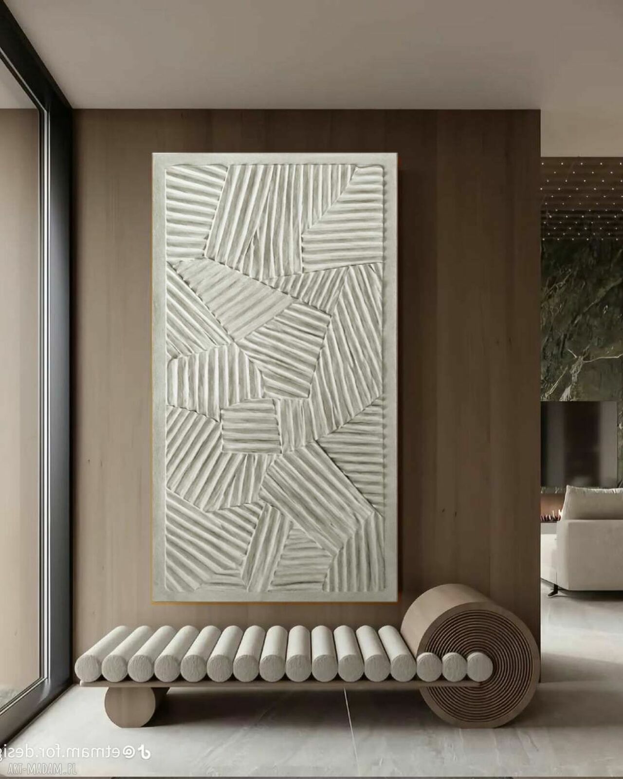 Płaskorzeźba ścienna 80x160 cm w kolorze RAL 9010