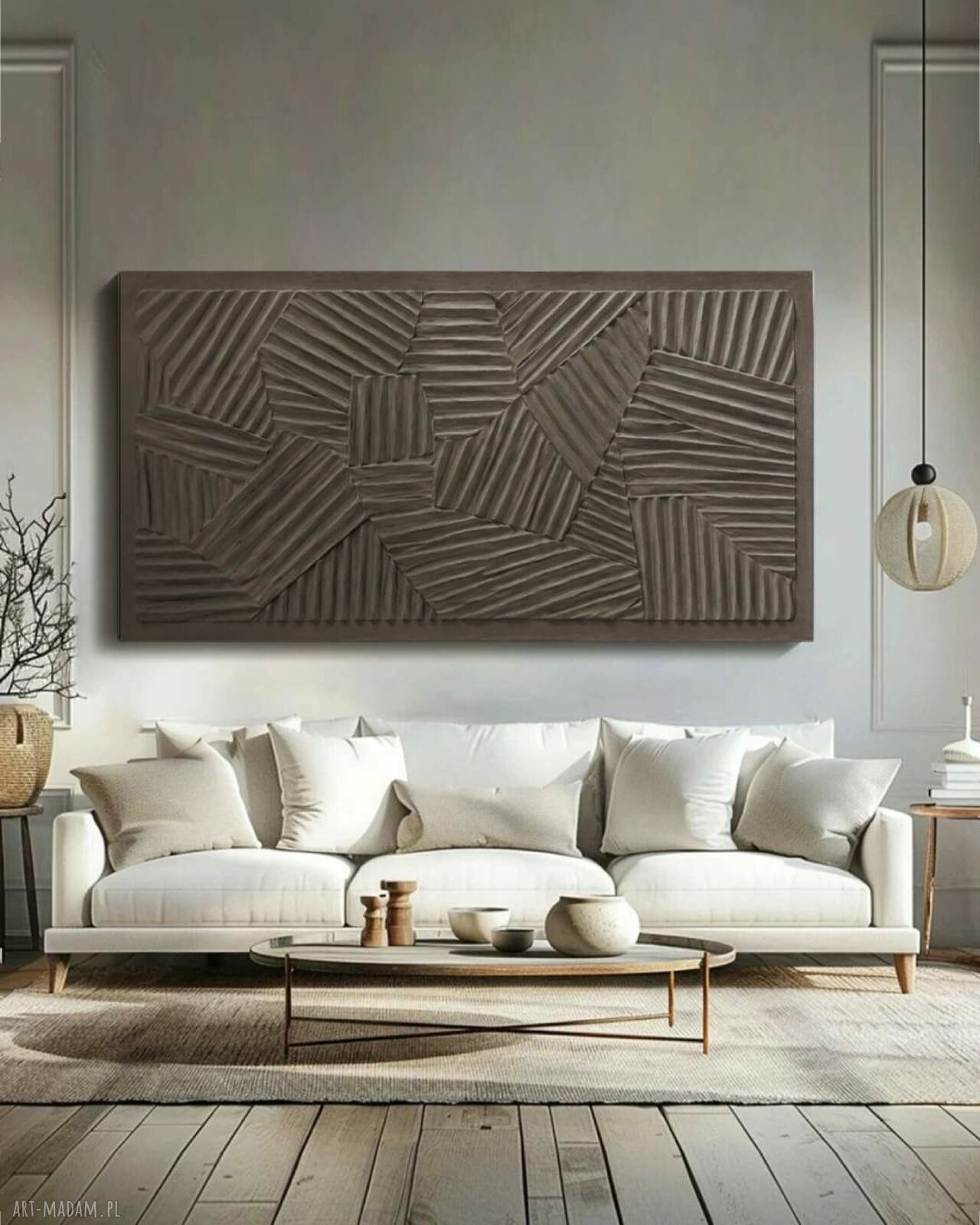 Płaskorzeźba ścienna RAL 7006 80x160 cm - obraz strukturalny bez ramy