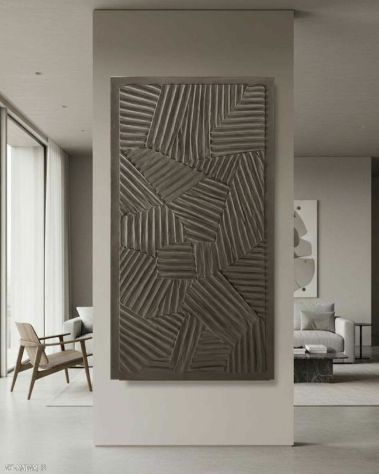 Płaskorzeźba ścienna RAL 7006 80x160 cm - obraz strukturalny bez ramy