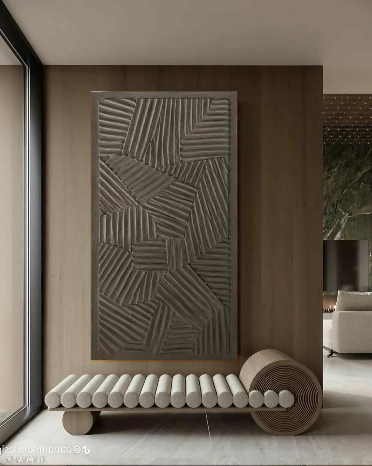 Płaskorzeźba ścienna RAL 7006 80x160 cm - obraz strukturalny bez ramy