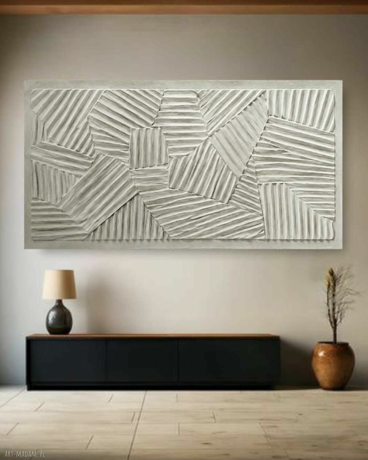 Płaskorzeźba ścienna 80x160 cm w kolorze RAL 9010