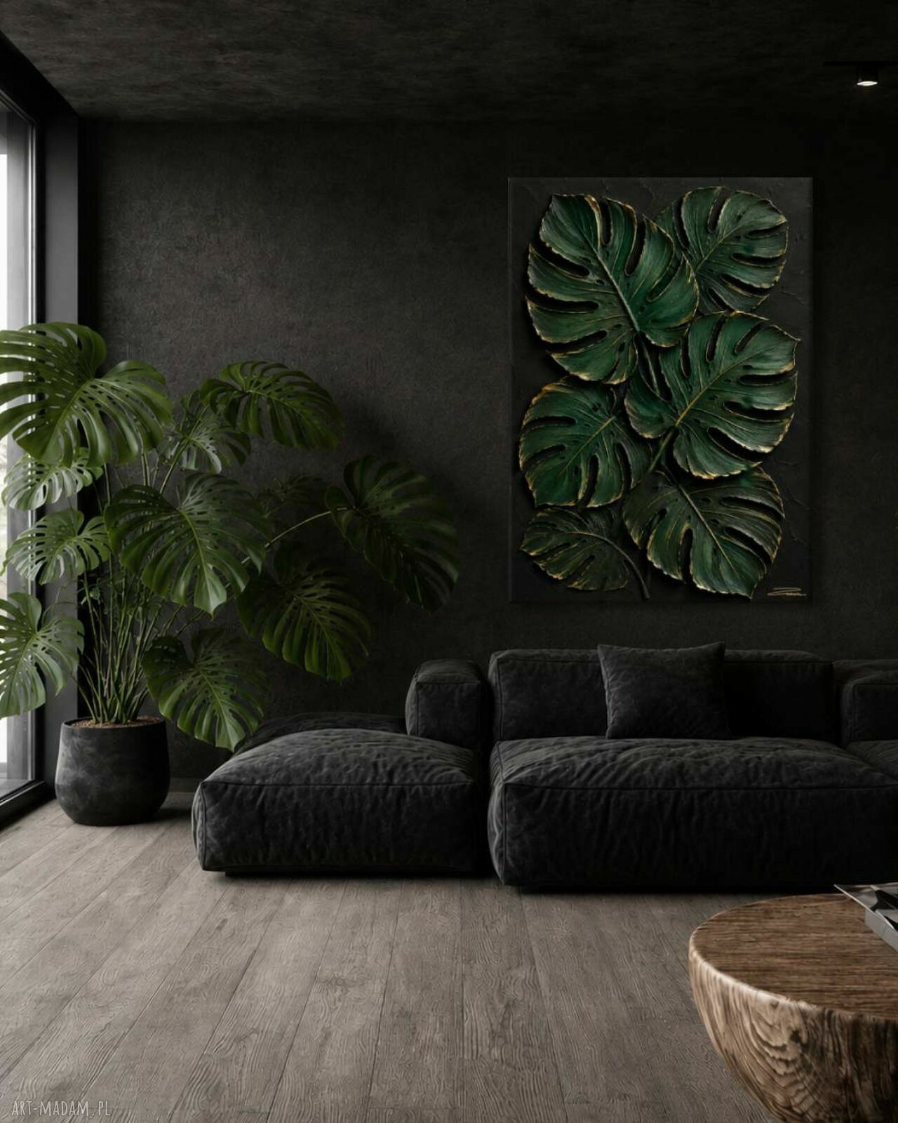 Płaskorzeźba strukturalna Monstera z kompozytu żywicznego (100x150 cm)