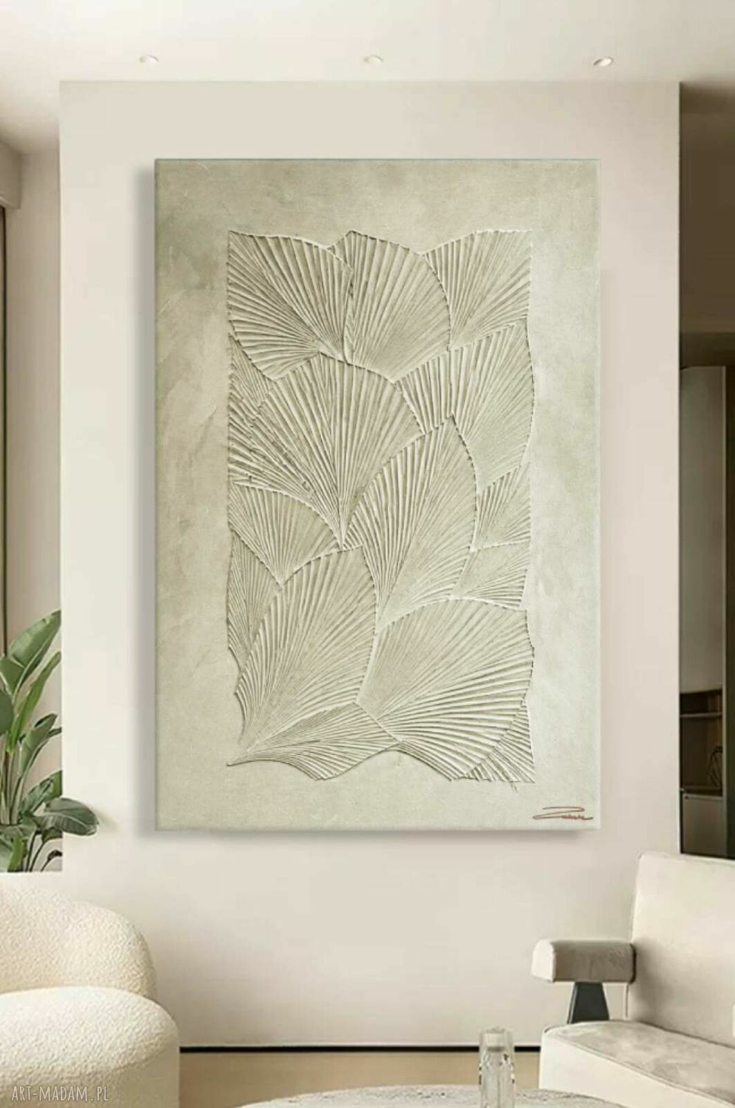 Płaskorzeźba strukturalna 3D z kompozytu żywicznego do salonu 100x150 cm