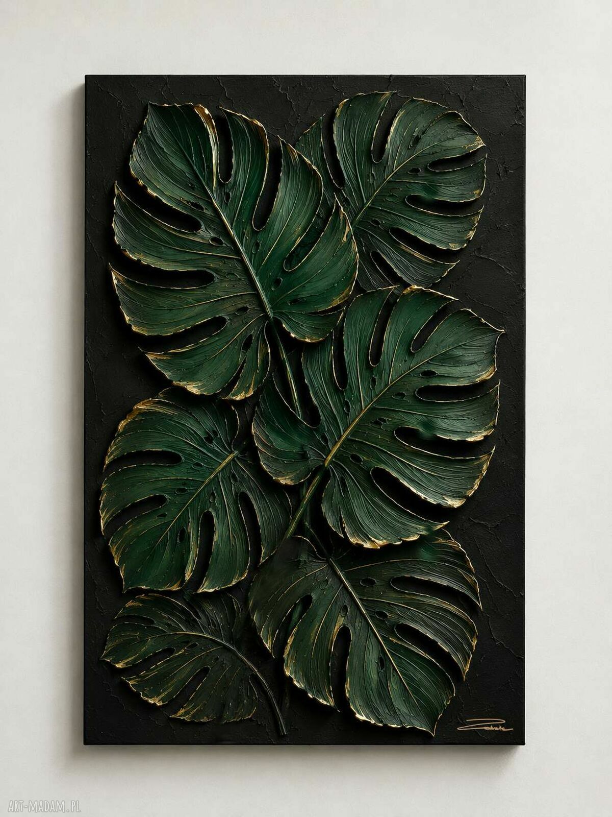 Płaskorzeźba strukturalna Monstera z kompozytu żywicznego (100x150 cm)