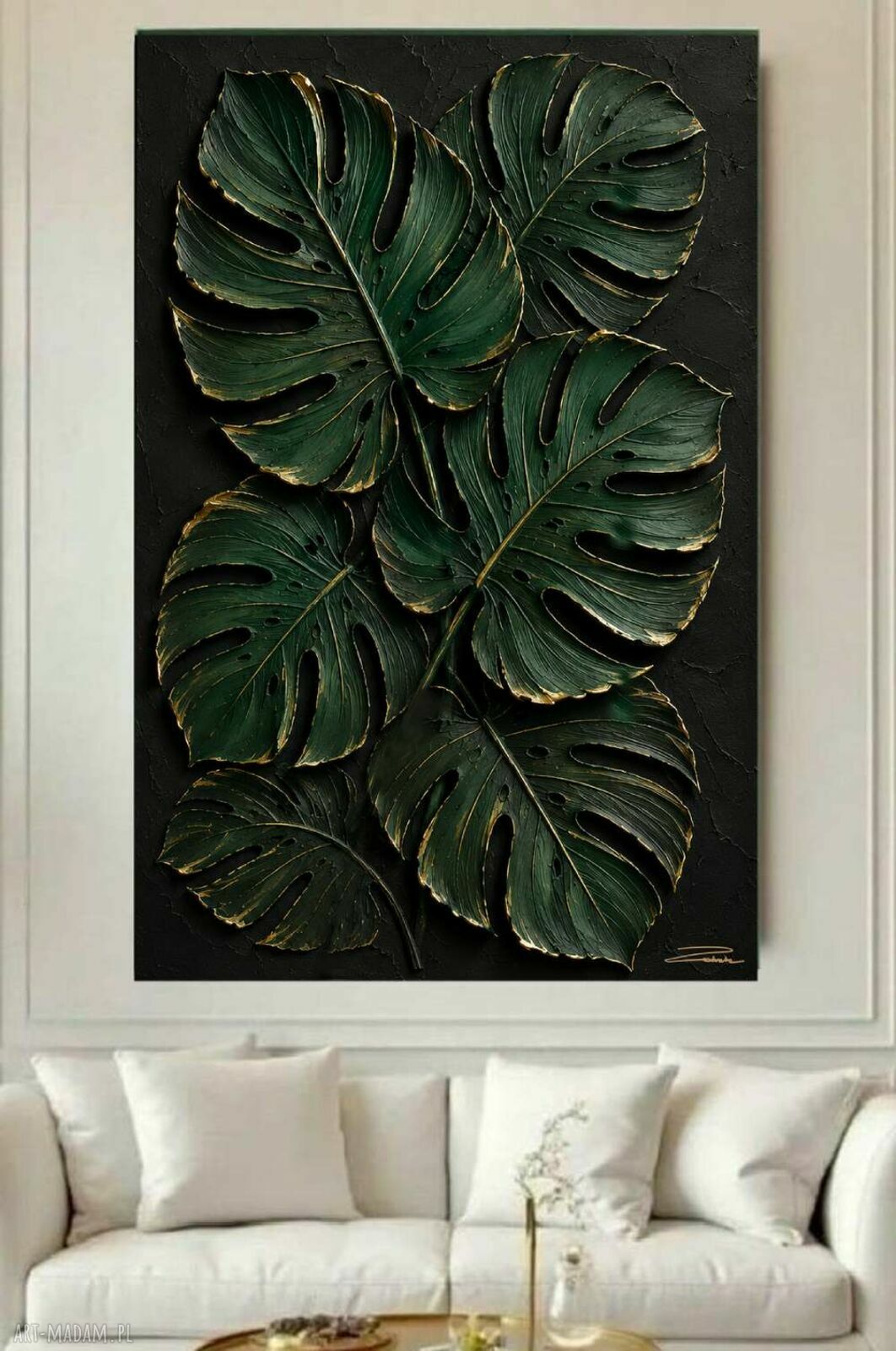 Płaskorzeźba strukturalna Monstera z kompozytu żywicznego (100x150 cm)