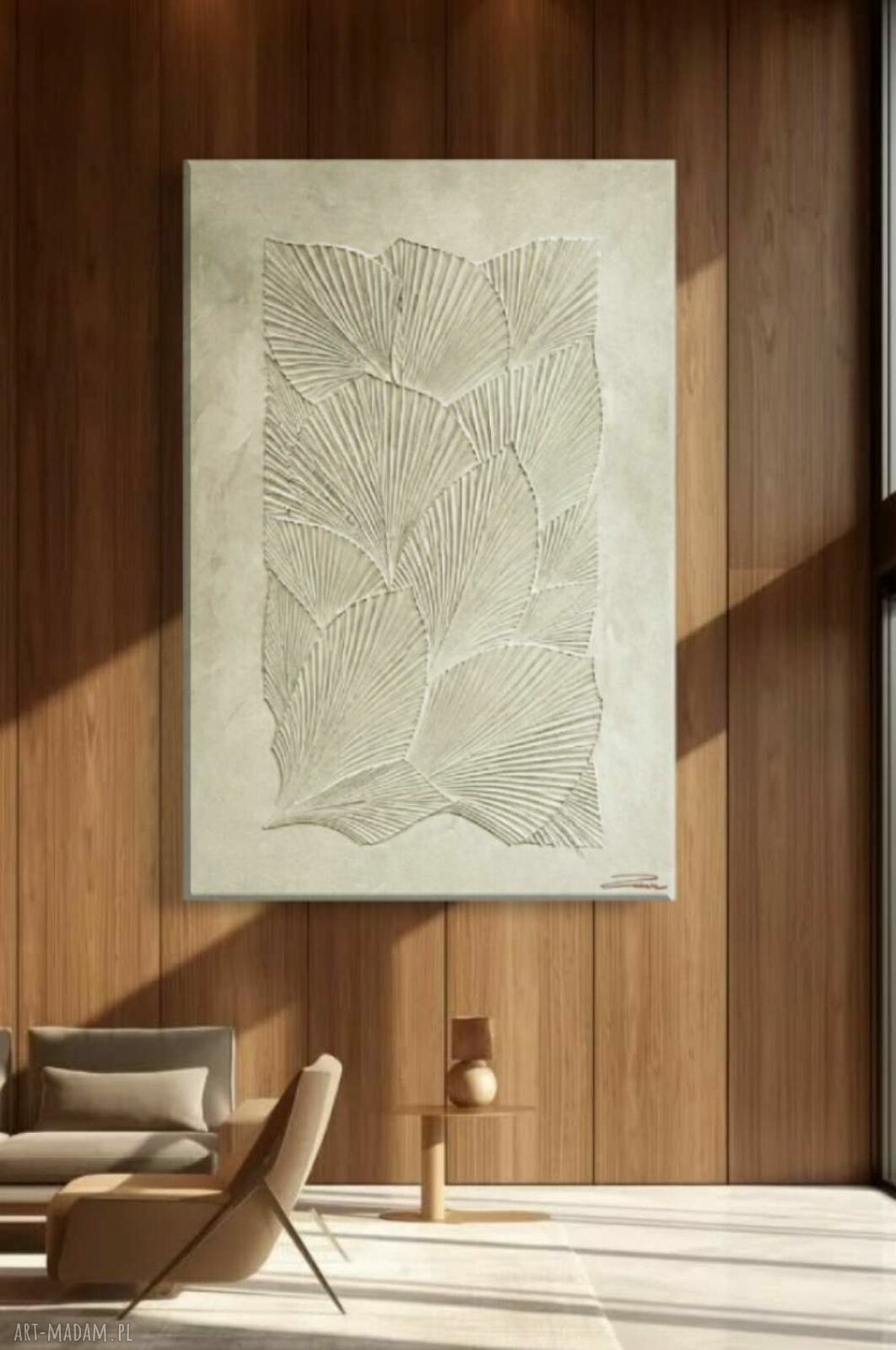 Płaskorzeźba strukturalna 3D z kompozytu żywicznego do salonu 100x150 cm