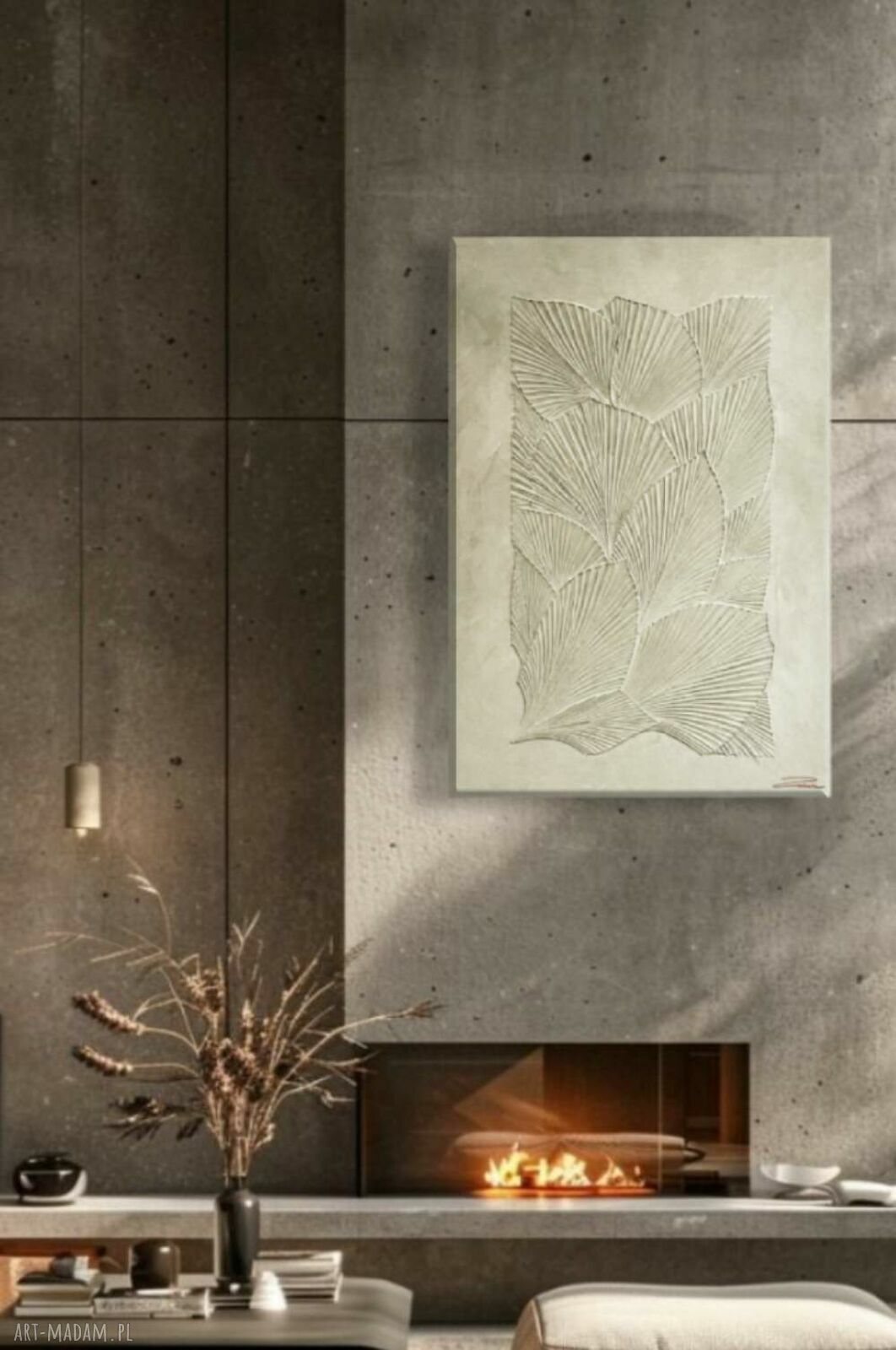 Płaskorzeźba strukturalna 3D z kompozytu żywicznego do salonu 100x150 cm