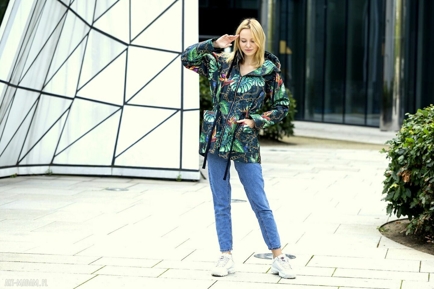 płaszcze: JESIENNA KURTKA PARKA W ŁAŃCUCHY CIEPŁA PRZECIWDESZCZOWA handmade