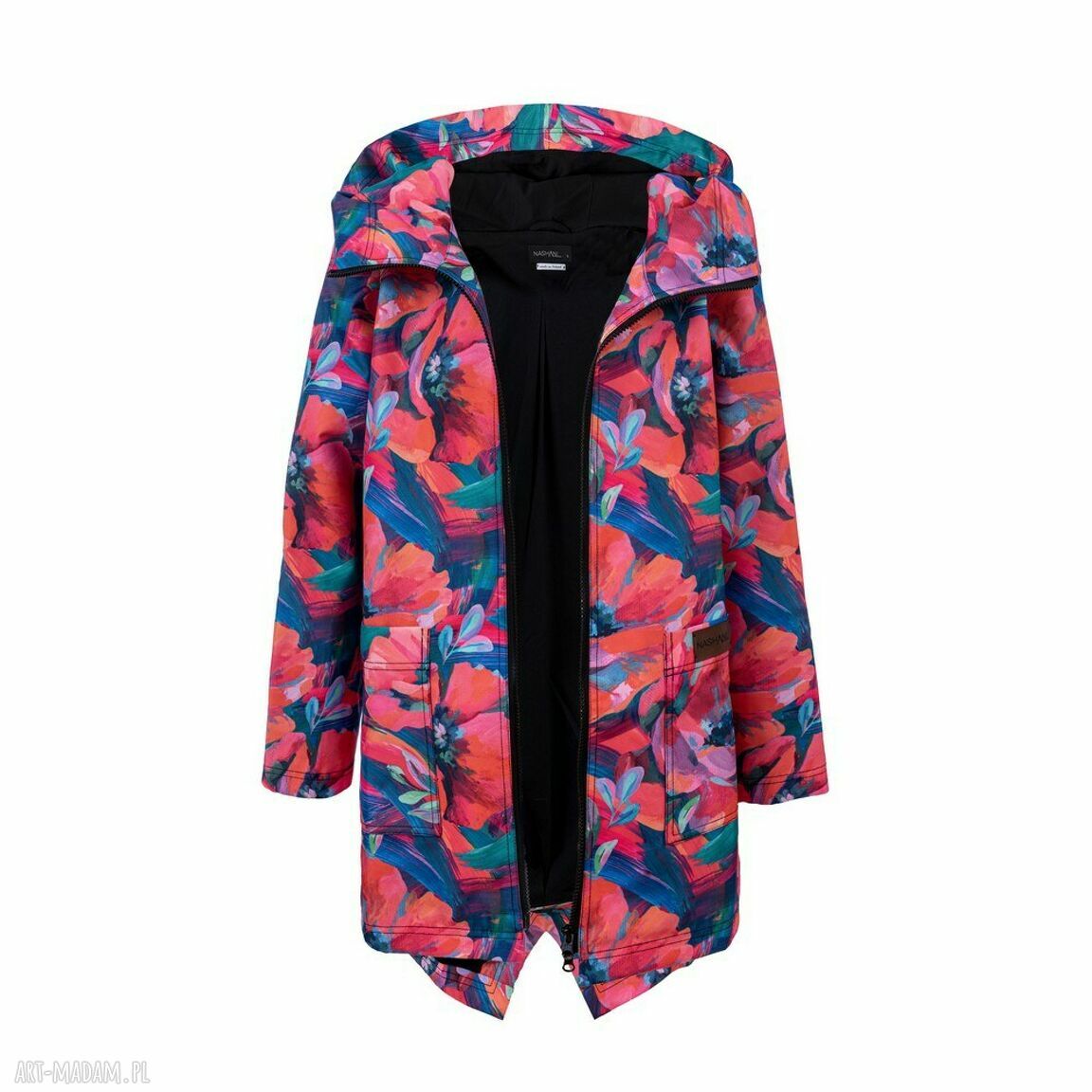 Płaszcz przeciwdeszczowy wodoodporny kolorowy kwiaty sportowy