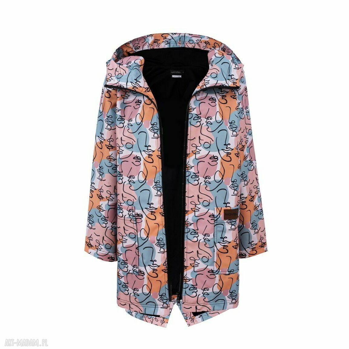 Płaszcz przeciwdeszczowy wodoodporny kolorowy kwiaty kapturem