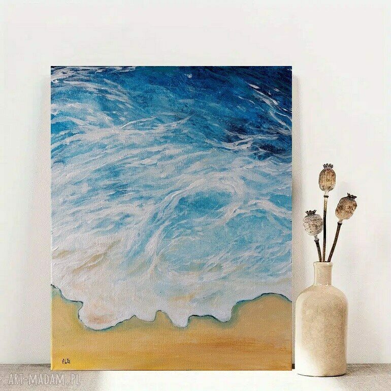 Plaża - obraz akrylowy 41 x 33 cm na płótnie sygnowany, bez ramy