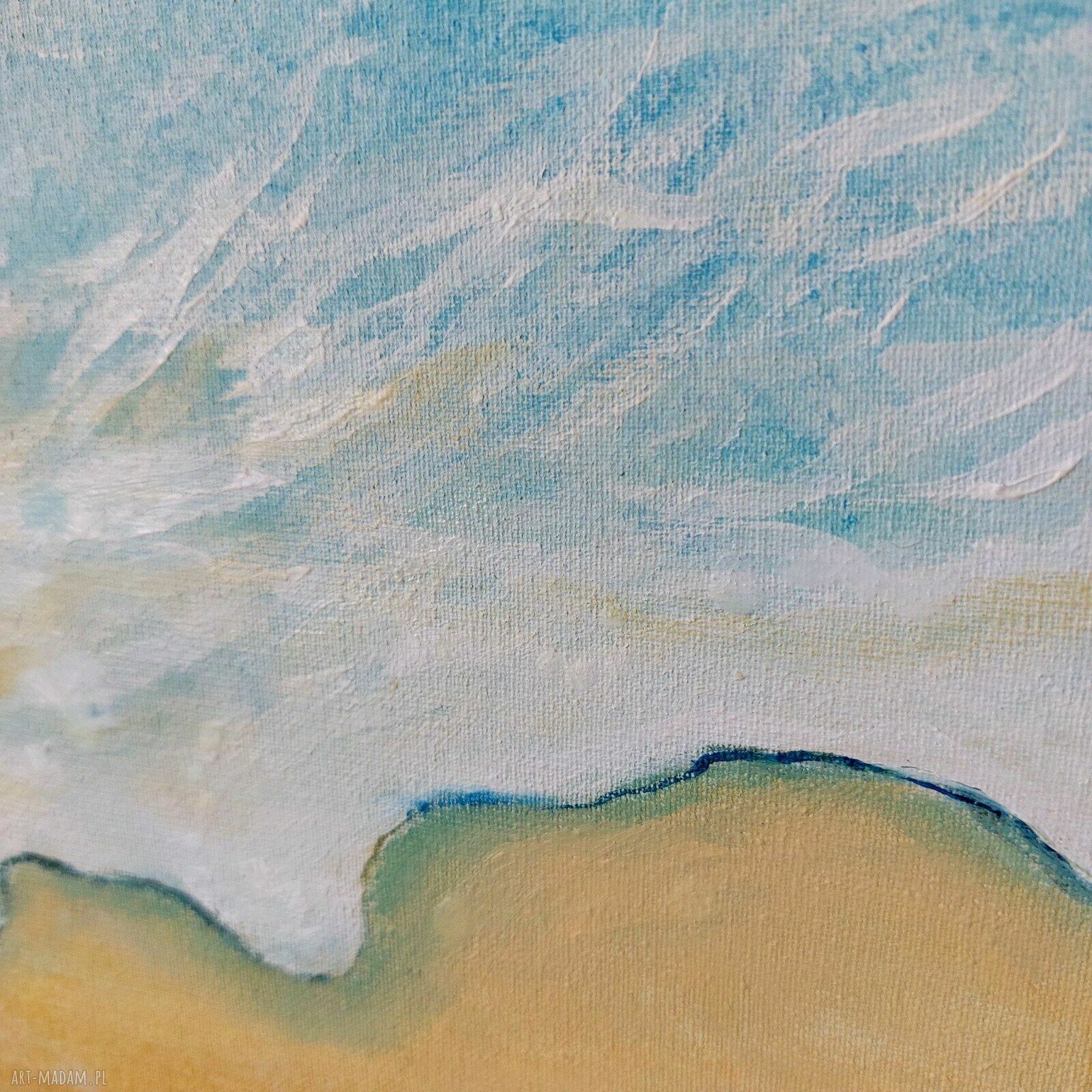 Plaża - ręcznie malowany obraz akrylowy na płótnie 41 x 33 cm