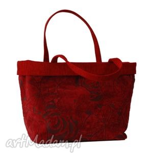 37-0001 czerwona torebka shopper bag 3w1 ekologiczna torba