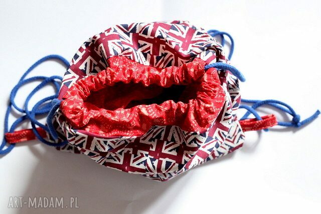 Ręcznie robiony plecak bawełniany na co dzień z motywem flagi (55x35 cm)