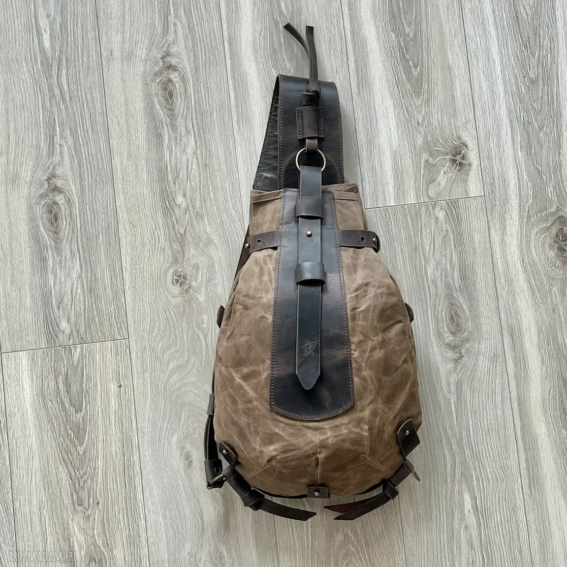 Plecak “bukłak” skóry bawełny woskowanej brązowy stylu vintage