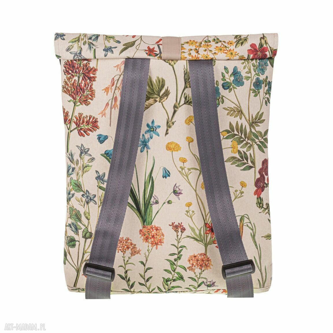 Wodoodporny plecak FLOWERS kwiatowy, ręcznie szyty, na laptop