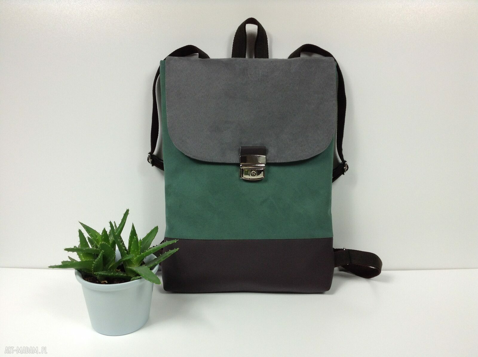 Plecak na laptopa - eco-skóra i alcantara (ręczne wykonanie)
