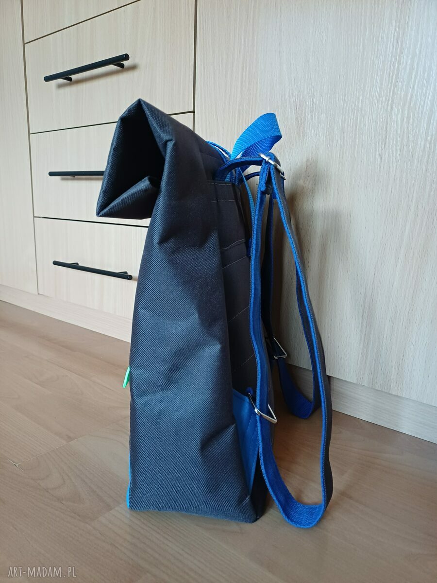 Plecak rolltop na laptop z kodury - mieści A4