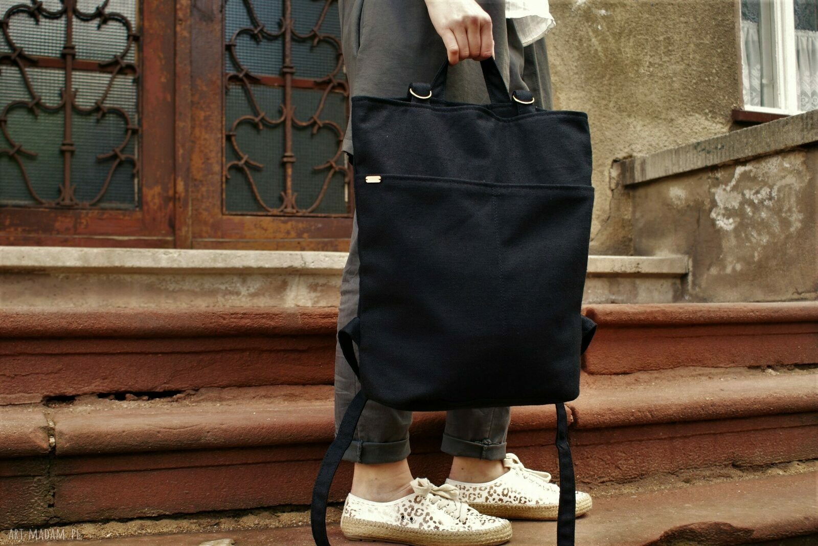RoweLOVE pocket len czerń handmade