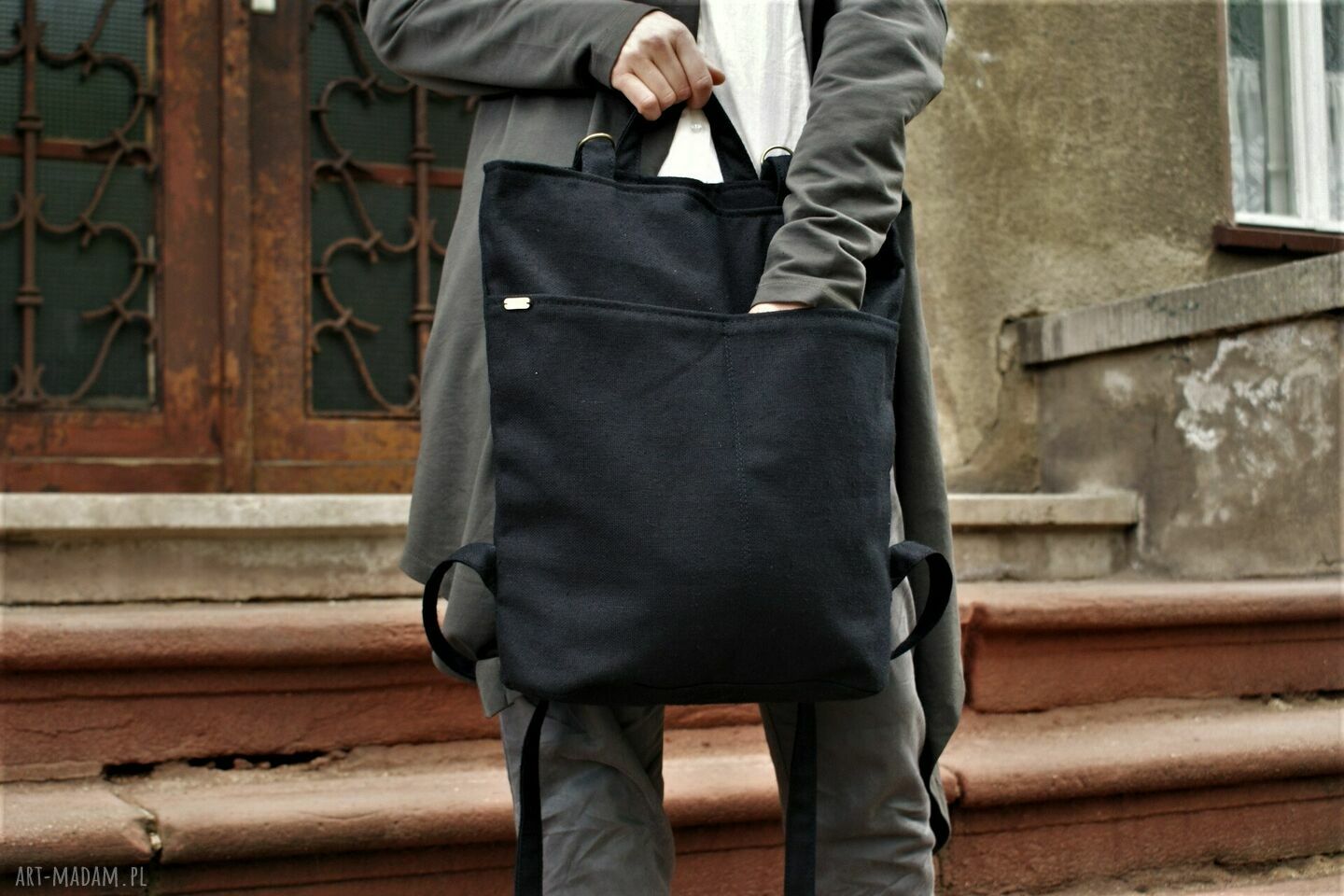 RoweLOVE pocket len czerń handmade