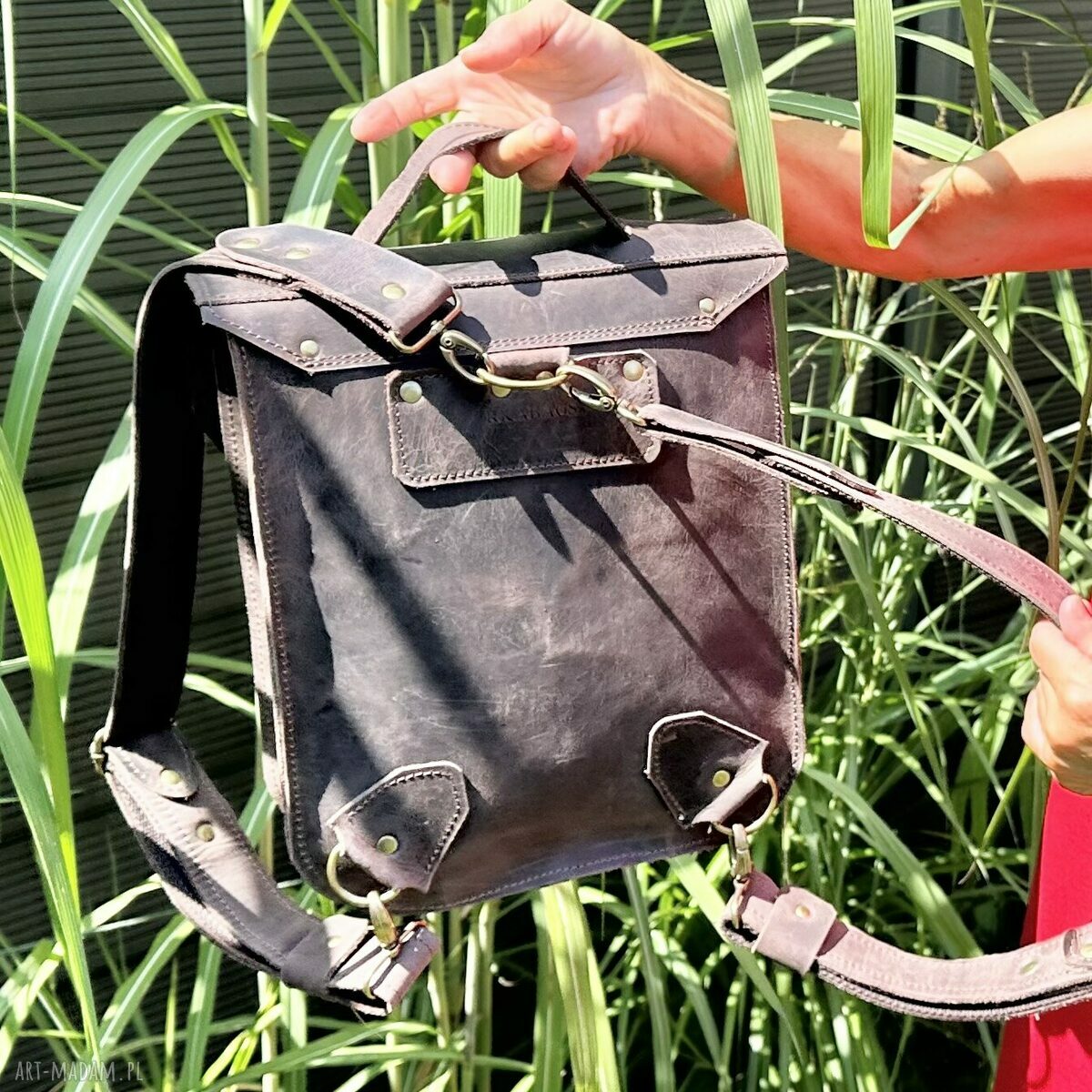 plecaki: Plecak torba brązowa skórzana Vintage. handmade